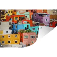 MuchoWow Kleurrijke steden van Mexico Tuinposter 60x40 cm - klein - Tuindoek / Buitencanvas / Schilderijen voor buiten (tuin decoratie)
