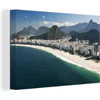 MuchoWow Copacabana strand Rio de Janeiro Canvas 30x20 cm - klein - Foto print op Canvas schilderij (Wanddecoratie woonkamer / slaapkamer)