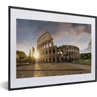 MuchoWow Foto in lijst - Oud Romeins theater bij zonsopgang Italië fotolijst zwart met witte passe-partout klein 40x30 cm - Poster in lijst (Wanddecoratie woonkamer / slaapkamer)