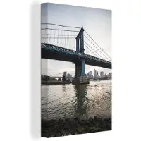 MuchoWow New York Manhattan Bridge bij zonsondergang Canvas 40x60 cm - Foto print op Canvas schilderij (Wanddecoratie woonkamer / slaapkamer)