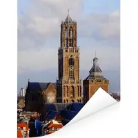 MuchoWow Domtoren in de Nederlandse stad Utrecht Poster 120x160 cm - Foto print op Poster (wanddecoratie woonkamer / slaapkamer) / Europese steden Poster XXL / Groot formaat!