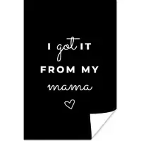 MuchoWow Ideaal geschenk voor Moederdag – I got it from my mama – zwart poster poster 40x60 cm