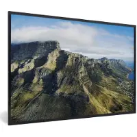 MuchoWow Foto in lijst - Luchtfoto van de Tafelberg in Kaapstad fotolijst zwart 60x40 cm - Poster in lijst (Wanddecoratie woonkamer / slaapkamer)