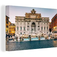 MuchoWow Canvas schilderij 180x120 cm - Wanddecoratie Fontein - Italië - Rome - Muurdecoratie woonkamer - Slaapkamer decoratie - Kamer accessoires - Schilderijen
