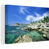 MuchoWow Rotsformaties in de zee Mexico Canvas 180x120 cm - Foto print op Canvas schilderij (Wanddecoratie woonkamer / slaapkamer) XXL / Groot formaat!