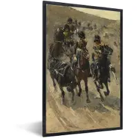 MuchoWow Foto in lijst - Gele Rijders - Schilderij van George Hendrik Breitner fotolijst zwart 40x60 cm - Poster in lijst (Wanddecoratie woonkamer / slaapkamer)