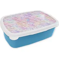 MuchoWow Broodtrommel Blauw - Lunchbox - Brooddoos - Regenboog - Verf - Patroon - Tie dye - 18x12x6 cm - Kinderen - Jongen