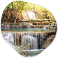 MuchoWow Organische wanddecoratie 60x60 cm - Organisch schilderij Zon - Waterval - Landschap - Muurdecoratie woonkamer - Kamer decoratie - Schilderijen - Muurcirkel aesthetic
