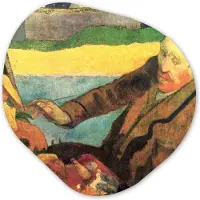 MuchoWow Organische wanddecoratie 60x60 cm - Organisch schilderij De zonnebloemenschilder - Vincent van Gogh - Muurdecoratie woonkamer - Kamer decoratie - Schilderijen - Muurcirkel aesthetic
