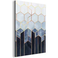 MuchoWow Wanddecoratie Metaal - Aluminium Schilderij Industrieel - Hexagon - Gold - Luxe - Patronen - 90x120 cm - Dibond - Foto op aluminium - Industriële muurdecoratie - Voor de woonkamer/slaapkamer