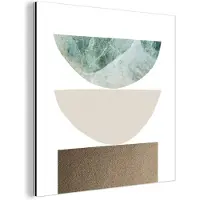 MuchoWow Wanddecoratie Metaal - Aluminium Schilderij Industrieel - Geometrische vormen - Minimalisme - Pastel - 90x90 cm - Dibond - Foto op aluminium - Industriële muurdecoratie - Voor de woonkamer/slaapkamer