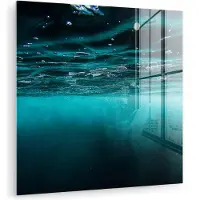 MuchoWow Glasschilderij 20x20 cm - Schilderij acrylglas - Zee - Onderwater - Blauw - Foto op glas - Muurdecoratie woonkamer - Wanddecoratie slaapkamer - Schilderijen