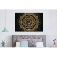 MuchoWow Wanddecoratie Metaal - Aluminium Schilderij Industrieel - Mandala - Goud - Bohemian - Luxe - 150x100 cm - Dibond - Foto op aluminium - Industriële muurdecoratie - Voor de woonkamer/slaapkamer
