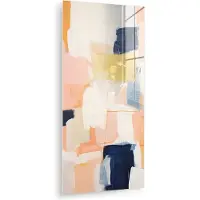 MuchoWow Glasschilderij 20x40 cm - Schilderij acrylglas - Kunst - Abstract - Roze - Pastel - Foto op glas - Muurdecoratie woonkamer - Wanddecoratie slaapkamer - Schilderijen