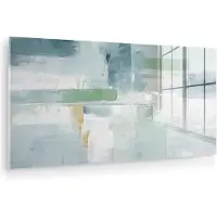 MuchoWow Glasschilderij 80x40 cm - Schilderij acrylglas - Verf - Moderne kunst - Abstract - Grijs - Foto op glas - Muurdecoratie woonkamer - Wanddecoratie slaapkamer - Schilderijen
