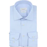 Profuomo Blauw two ply twill overhemd strijkvrij