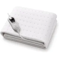 Goliving Elektrische Onderdeken – 1–Persoons – Warmtedeken – Elektrische Deken – 3 Warmtestanden – Timerfunctie – 60 Watt – Polyester – 150 x 80 cm – Wit