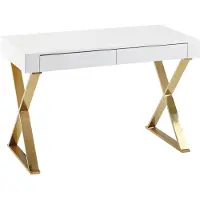 Wohnling Bureau WL6.314 Goud, Wit 118 x 76 x 57 cm
