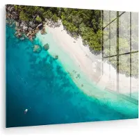 MuchoWow Glasschilderij 160x120 cm - Schilderij acrylglas - Strand - Stenen - Australië - Foto op glas - Muurdecoratie woonkamer - Wanddecoratie slaapkamer - Schilderijen