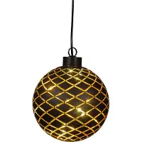 Anna's Collection Kersthanger Cosma Bal Zwart Met Verlichting D 11 Cm