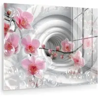MuchoWow Glasschilderij 160x120 cm - Schilderij acrylglas - Bloemen - Tunnel - Abstact - 3D effect - Foto op glas - Muurdecoratie woonkamer - Wanddecoratie slaapkamer - Schilderijen