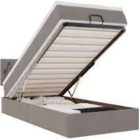 vidaXL Ottoman bed met matras 90x190cm stof taupe