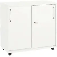 Schäfer Shop aanbouwkast met schuifdeuren, van hout, 2 legborden, B 800 mm x D 421 x H 750 mm, wit