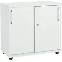 Schäfer Shop aanbouwkast met schuifdeuren, van hout, 2 legborden, B 800 mm x D 421 x H 750 mm, lichtgrijs