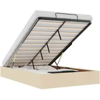 vidaXL Bedframe zonder matras 120x190 cm stof crèmekleurig