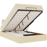 vidaXL Ottoman bed met matras en LED's 120x200cm stof crèmekleurig