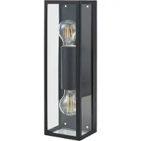 Eglo Amezola, oppervlakte, rechthoekig, 2 lampen, E27, IP44, zwart, transparant
