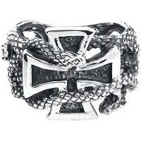 EtNox hard and heavy Ring - Eiserne Kreuz mit Schlangen - voor Mannen - zilverkleurig - Maat S
