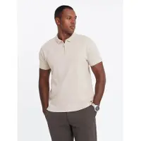 OMBRE Poloshirt heren korte mouw met rits creme 0132c