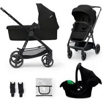 Kinderkraft Combi kinderwagen 3-in-1, Classic zwart, met autostoel