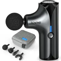 Renpho mini massagepistool met 4 koppen en 5 snelheden