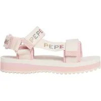 Pepe Jeans Meisjes Ruwe witte trekking sandalen (37), 1 tot 3 cm, Klittenband, Casual, kinderkleding PGS70068
