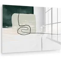 MuchoWow Glasschilderij 180x120 cm - Schilderij acrylglas - Abstract - Kunst - Groen - Wit - Verf - Foto op glas - Muurdecoratie woonkamer - Wanddecoratie slaapkamer - Schilderijen