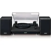 Lenco LS-100BK - Platenspeler met Bluetooth ontvangst en twee externe speakers - Zwart
