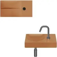 Clou Vale 38cm fontein, mat It.zand, Kaldur kraan, Minisuk sifon