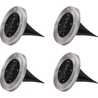 Grundig Solar Tuinverlichting Grondspots - Set van 4 Prikspots Buiten - Tuinverlichting LED op Zonne Energie - Solar Lamp voor Padverlichting - RVS - Cool White