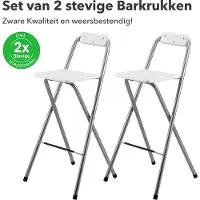 Bardi 2 x Inklapbare Barkruk Voor Statafel Wit – 100 Kg Draagvermogen