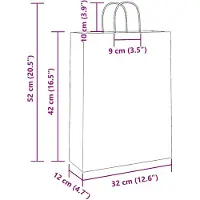 vidaXL Papieren zakken 250 st met hengsels 32x12x42 cm wit