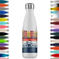 FLASKE Original Drinkfles 500 ml - Geïsoleerde RVS Waterfles - BPA-vrij - 12u Warm & 24u Koud - Geschikt als Thermosfles en Thermoskan - Water Bottle Stainless Steel - Amsterdam Avenue