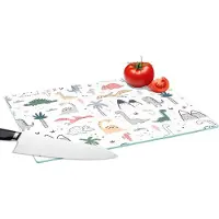 KitchenYeah Glazen Snijplank - 39x28 - Dinosaurus - Bomen - Patronen - Snijplanken Glas