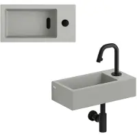 Clou Flush 3 fontein (grijs ker.) met Kaldur set (mat zwart)
