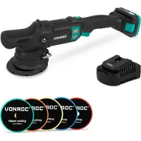 Vonroc PRO Excentrische Polijstmachine 20V – Ø 125mm | Incl. 2.0Ah Accu, snellader en 5 polijstschijven