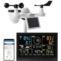 Vevor Weerstations binnen en buiten - Professioneel WiFi weerstation - Draadloos weerstation met buitensensor - regenmeter, weersvoorspelling