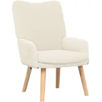 vidaXL Fauteuil Crème 63 x 67 x 94 cm Schapenstof en Bijkap