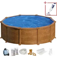 Gre Mauritius Steel Wood Aspect Pool Bruin Ø 460 x 132 cm