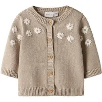 Name it BABY gebreid vest beige Meisjes Katoen Ronde hals Bloemen - maat 68